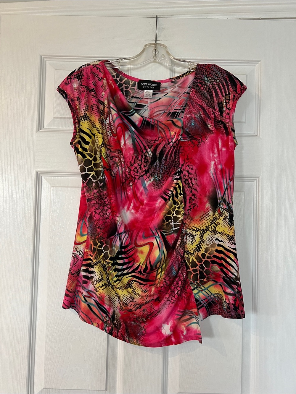 Soft Works Women's Red and Yellow Patterned Blouse
